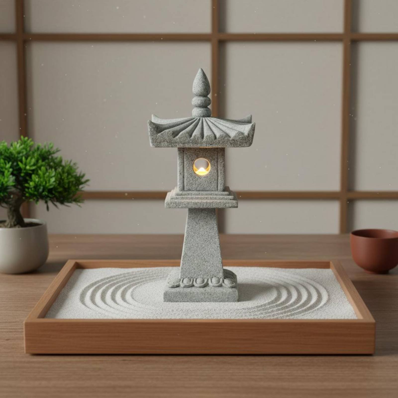 Miniature Stone Lantern Antiqu - Bonsai Garden Plants ulasan dan harga
