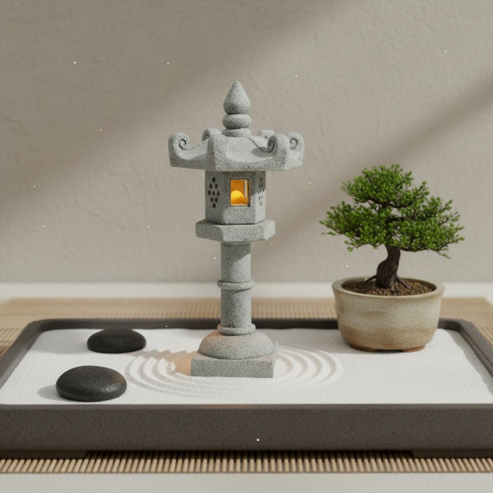 Miniature Stone Lantern Antiqu - Bonsai Garden Plants ulasan dan harga