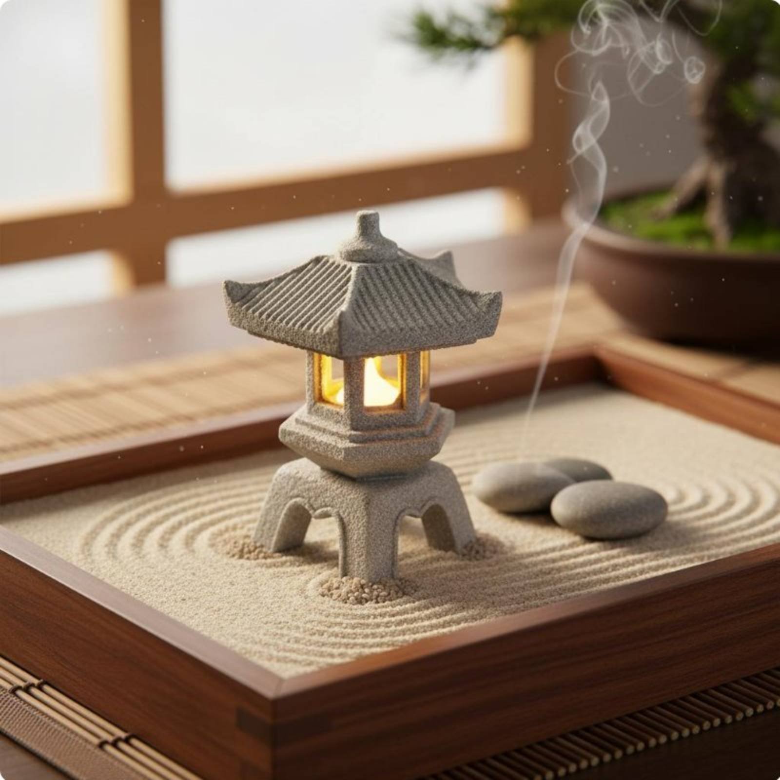 Miniature Stone Lantern Antiqu - Bonsai Garden Plants ulasan dan harga