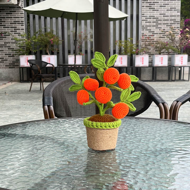 Artificial Crochet Orange Plan - Bonsai Garden For Desk ulasan dan harga